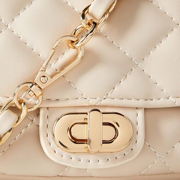 Women's Cream Polyester Willow Adjustable Strap With Chain Belt Crossbody Bag - Picture 4 of 6